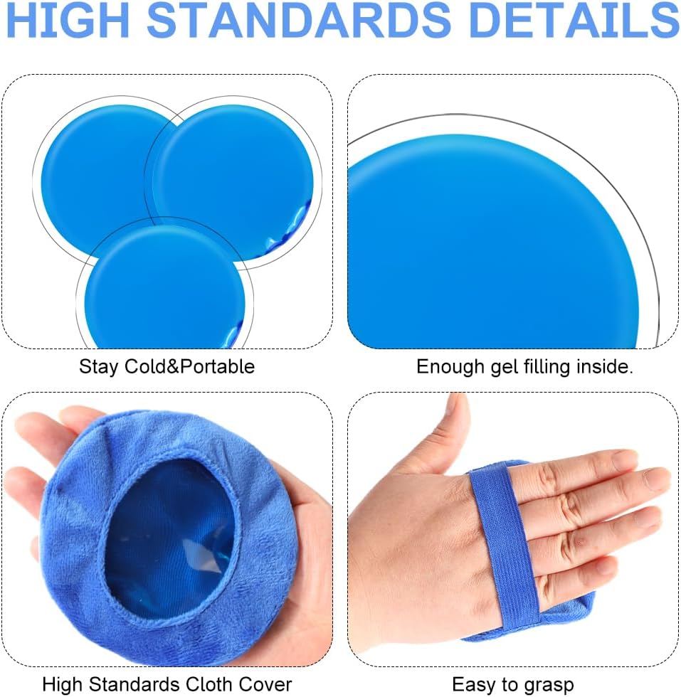 Gel Ice Pack Round Reusable Ice Packs for Injuries Hot and Cold Compress Pain Relief and Swelling Reduction 4 Pcs with 2 Covers