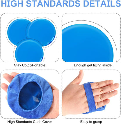 Gel Ice Pack Round Reusable Ice Packs for Injuries Hot and Cold Compress Pain Relief and Swelling Reduction 4 Pcs with 2 Covers
