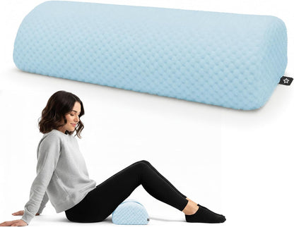 SPRING SEAON Half Moon Bolster Knee Pillow for Back Sleeping Memory Foam Leg Pillow for Ankle and Foot Comfort Under Knee Pillow for Side Sleepers Machine Washable Cover(17" x 7.5" x 4.3")