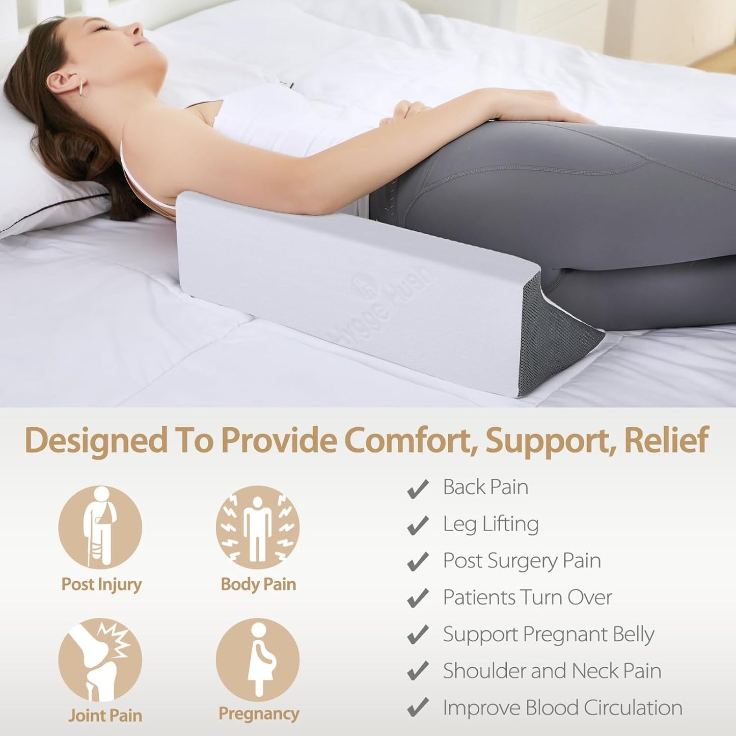 Body Positioner Wedge Pillow for Side Sleeping Support | Back and Leg Support, Body Positioning, Pregnancy Support, Ankle Elevation, Memory Foam, Machine Washable Cover