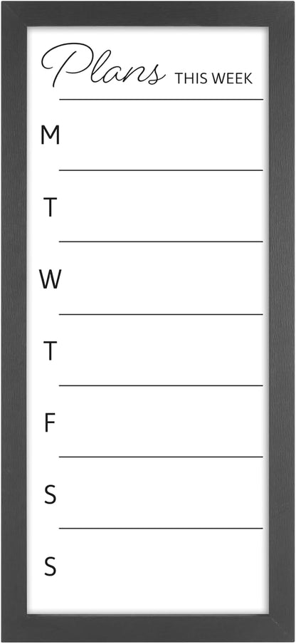 MCS Dry Erase Weekly Meal Planner Black Framed Calander Whiteboard, 11x24 | Dry Erase Weekly Meal Planner Black Framed Calander Whiteboard Frame, 11x24 Inch