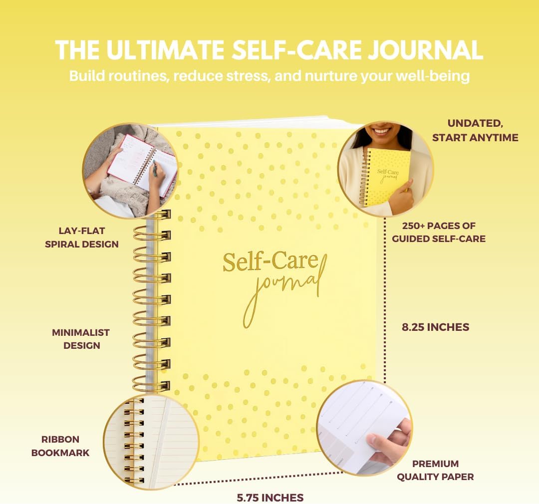 Daily Self Care Journal for Women - A5, Wellness Journal with Prompts - Goal Journal for Happiness,Mindfulness,Productivity & Personal Development - Reduce Stress & Improve Mental Health - Pink | Guided 90-Day Daily & Weekly, Undated Reflection Planner,