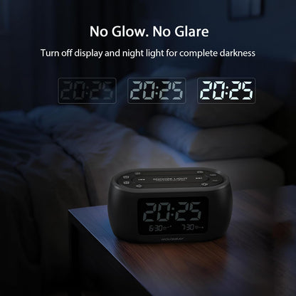 HOUSBAY Digital Alarm Clock Radio for Bedrooms with Night Light