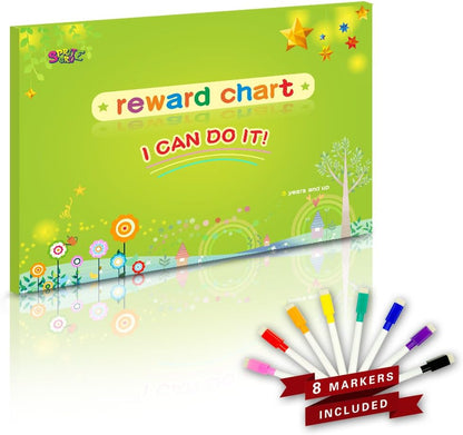 Magnetic Reward Chart, Dry Erase Kids Behavior Responsibility Task Board-84 Chores (Including 7 Blanks), 272 Magnetic Stars, 8 Markers & 3 Name Cards-Good Behavior Daily Routine to Motivate Kids