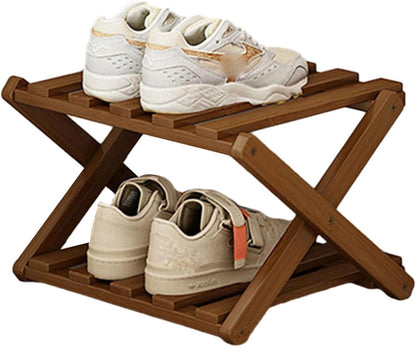 YYW Bamboo Shoe Rack for Entryway, Foldable Free Standing for Closet | Installation-Free Vertical Shoe Racks, Shoe Shelf for Living Room Bedroom, Easy To Assemble, Tawny 5 Layers
