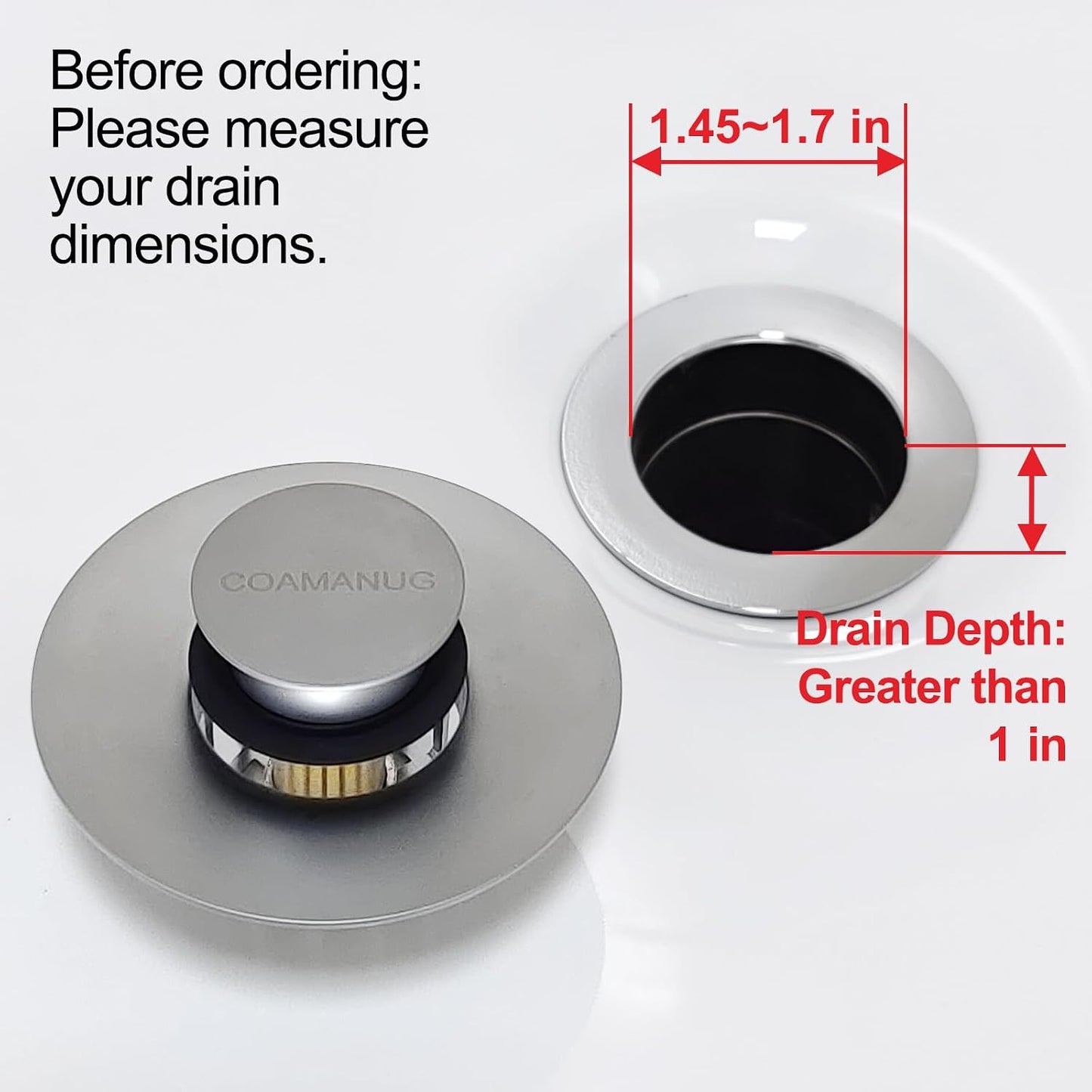 coamanug Bathtub Stopper | Shower Drain Hair Catcher, Pop-up Tub Stopper with Strainer | Bathroom Drain Plug | Drain Protector for 1-1/2 to 1-3/4"" Bath Drain Hole