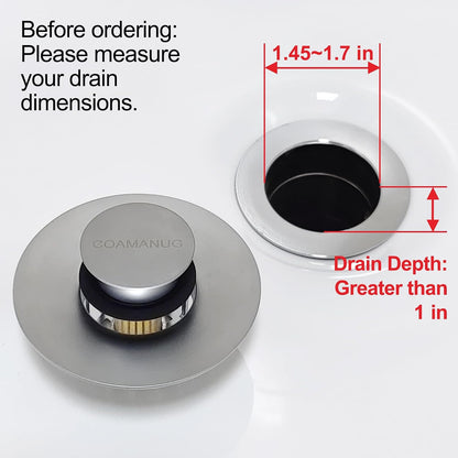 coamanug Bathtub Stopper | Shower Drain Hair Catcher, Pop-up Tub Stopper with Strainer | Bathroom Drain Plug | Drain Protector for 1-1/2 to 1-3/4"" Bath Drain Hole