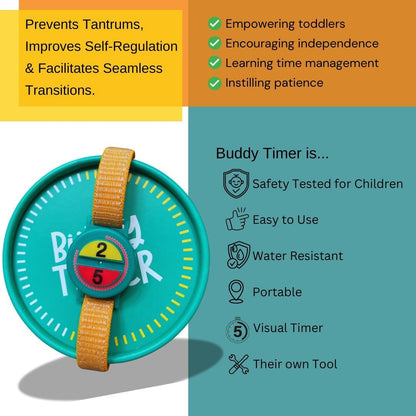 Visual Wristwatch Timer for Toddlers | 2 & 5 Min Preset | Portable & Waterproof | Reduces Tantrums, Builds Routine & Independence | Sensory Timer for Kids with ADHD & Autism