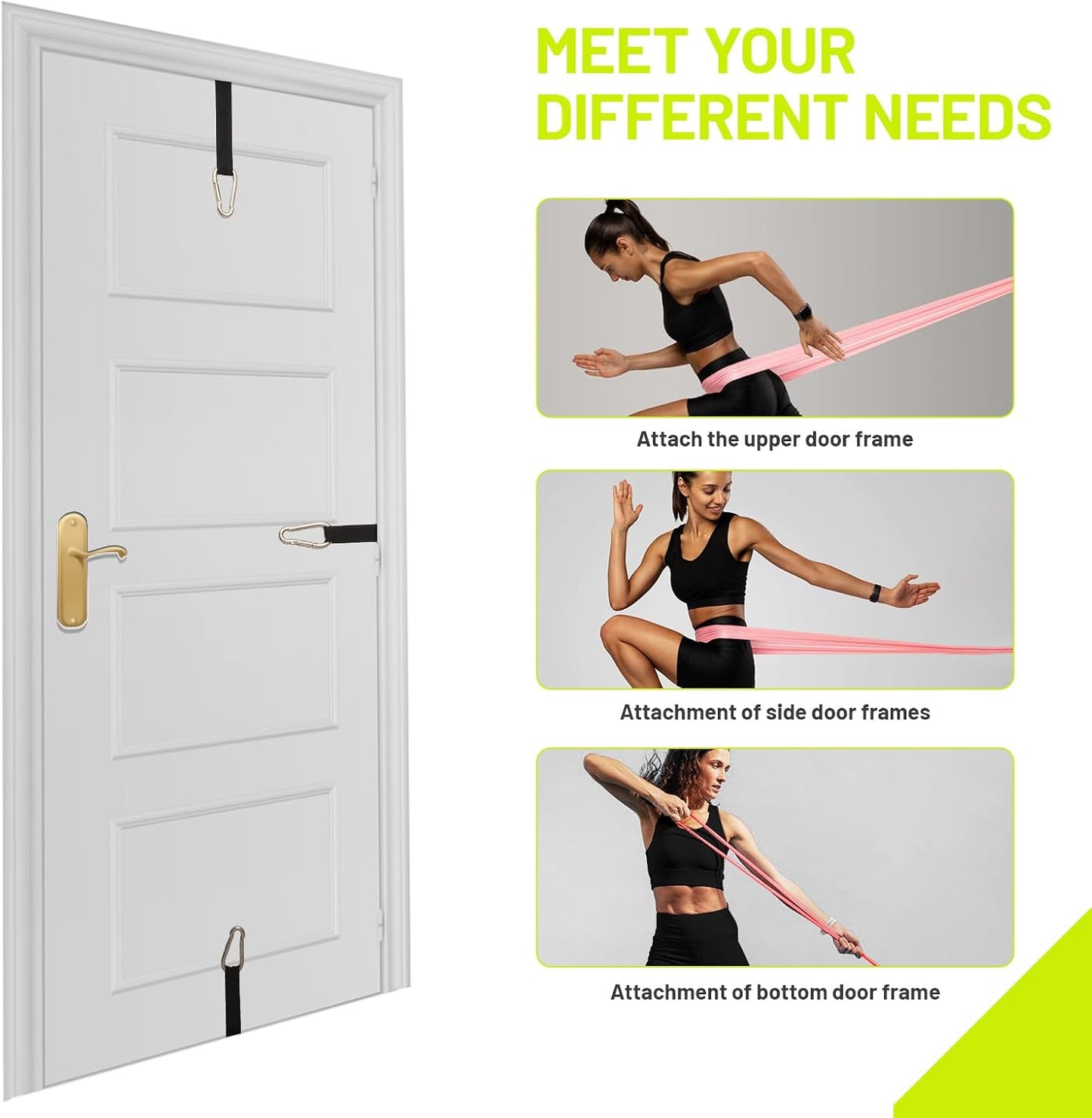 Door Anchor Strap for Resistance Bands | Multi Point Anchor Gym Attachment for Home Fitness, Door Resistance Bands Workout Equipment for Stretch, Strength Training