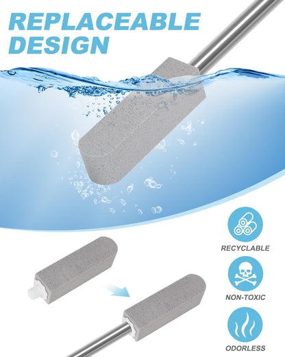 6 Pack Pumice Stone Toilet Bowl Cleaner | 22" Stainless Handle Hard Water Stains Remover, Extra Long Pumice Brush for Toilet, Sink, Pool, Tile, Grill
