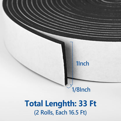 Kikerike Self Adhesive Foam Tape Weatherstrip 1/2In x 1/4In x 42Ft High Density Foam Insulation Strips Seal Weather Stripping with Strong Adhesive for Door and Window Sound Isolation Soundproofing