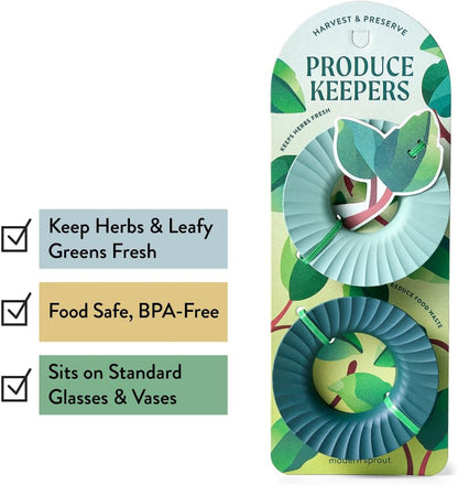 Modern Sprout Eco-Friendly Produce Keeper for Fresh Herbs & Greens - 2 Pack | BPA-Free, Sustainable Materials - Extends Freshness Up to 2 Weeks - Gift for Plant Lovers and Home Chefs