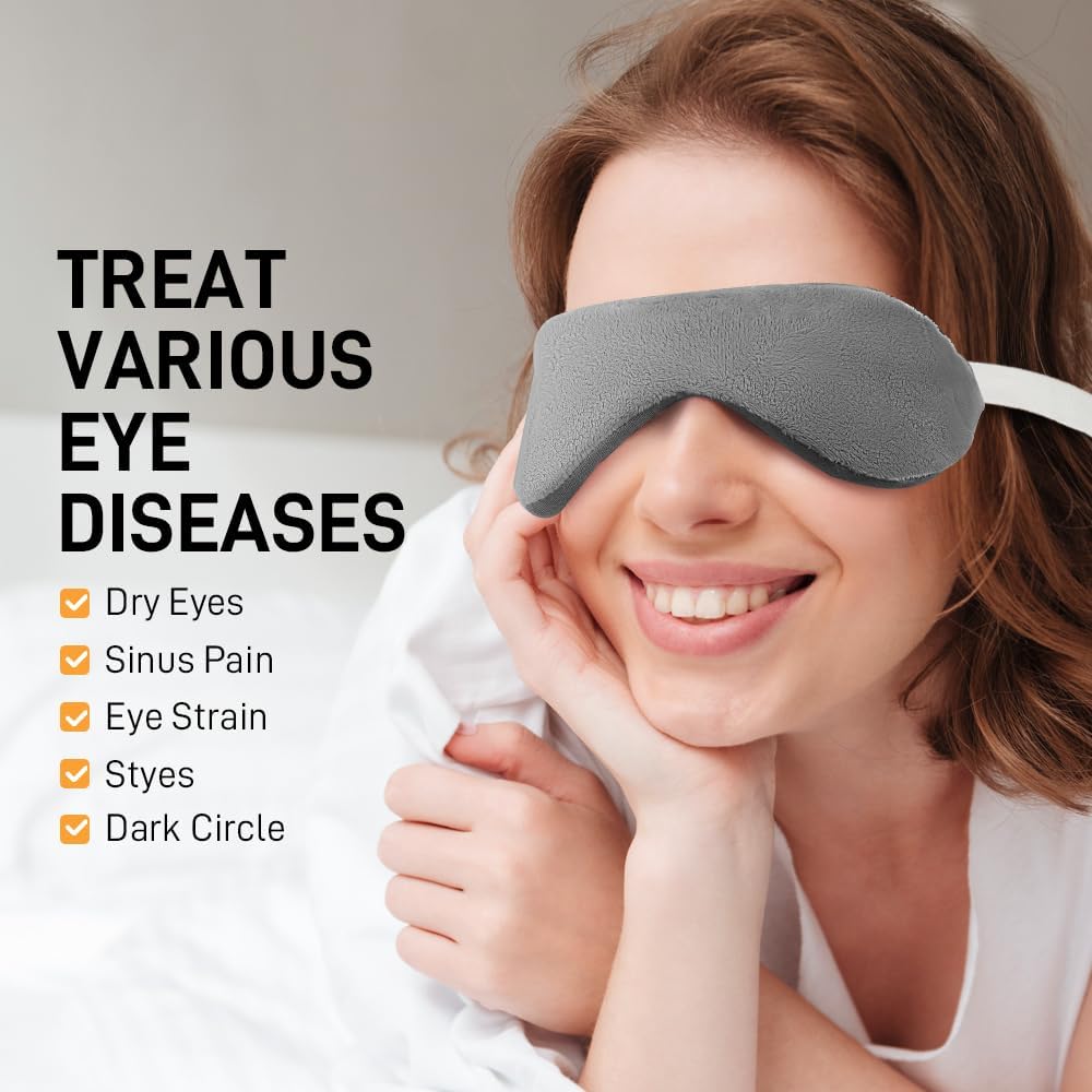 Moist Heated Eye Masks for Dry Eyes, Stye, Warm Compress for Sleeping | Purple, Microwavable Heating, Hot Compress for Relieve, Flaxseed Filling