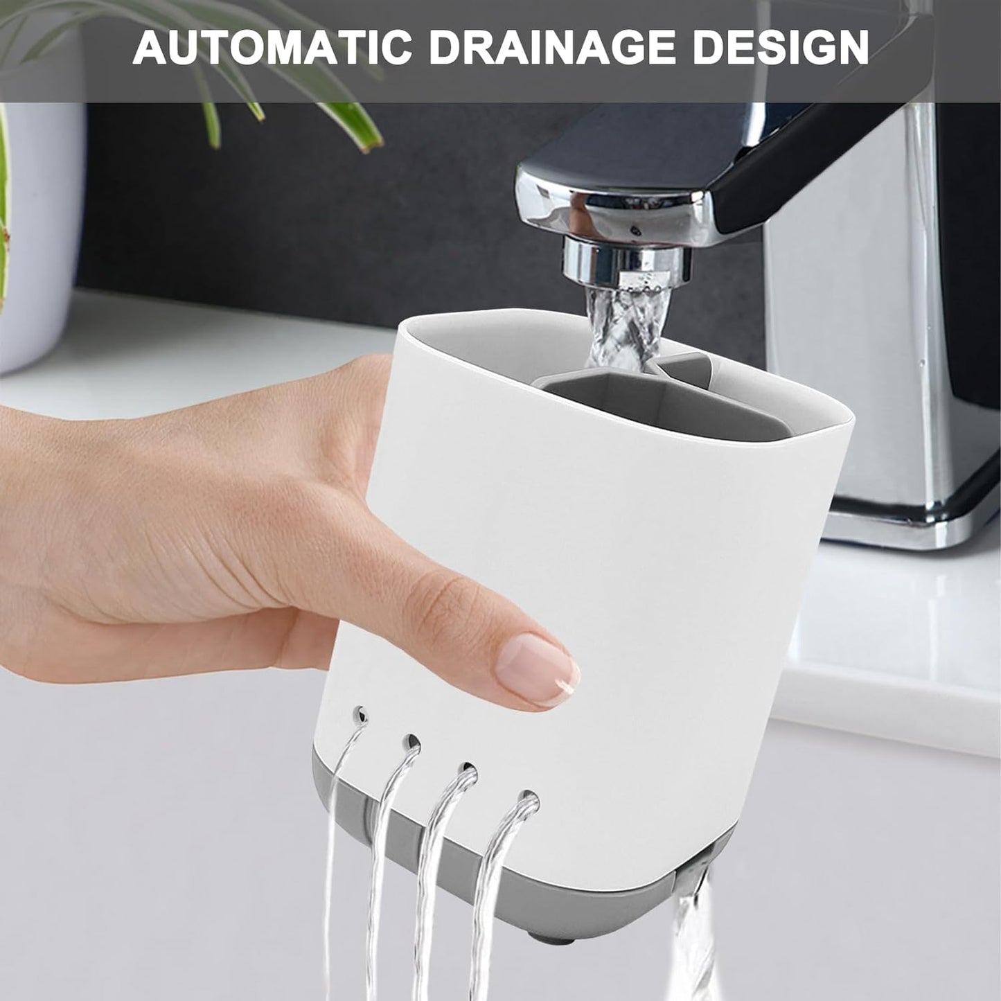 Toothbrush Holder for Bathroom,Plastic Detachable for Easy Cleaning Multi-Functional Storage,3 Slots Anti-Slip Electric Toothbrush and Toothpaste Organizer Caddy for Bathroom Vanity,Countertop (Grey)