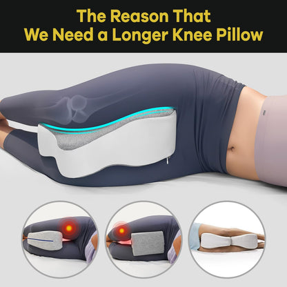 Long Knee Pillow for Side Sleepers Separates Full Thighs for Alignment | Memory Foam Leg Pillow for Knees,Hips, Back Pain Relief When Side Sleeping Spine Alignment Support for Knee Surgery Recovery