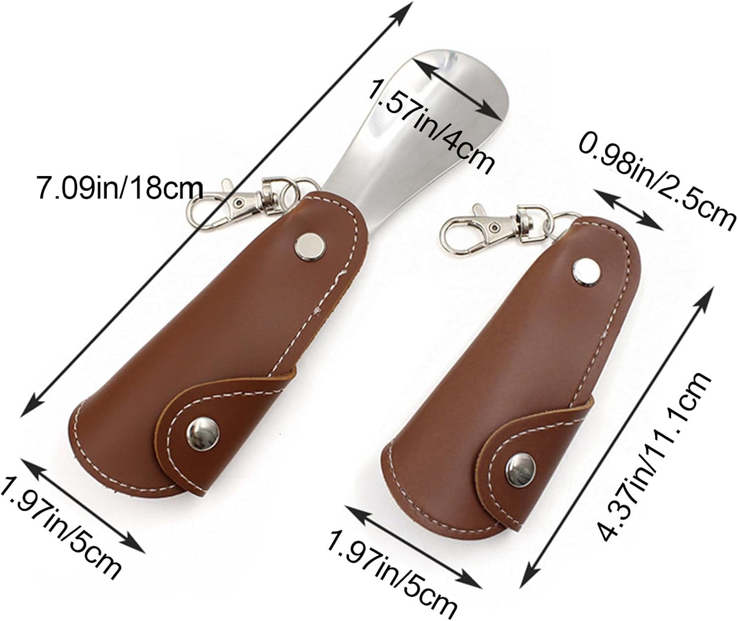 Metal Shoe Horn with Holster, 1 Pc Foldable Shoe Horn with Keychain, Travel Mini Stainless Steel Shoe Spoon