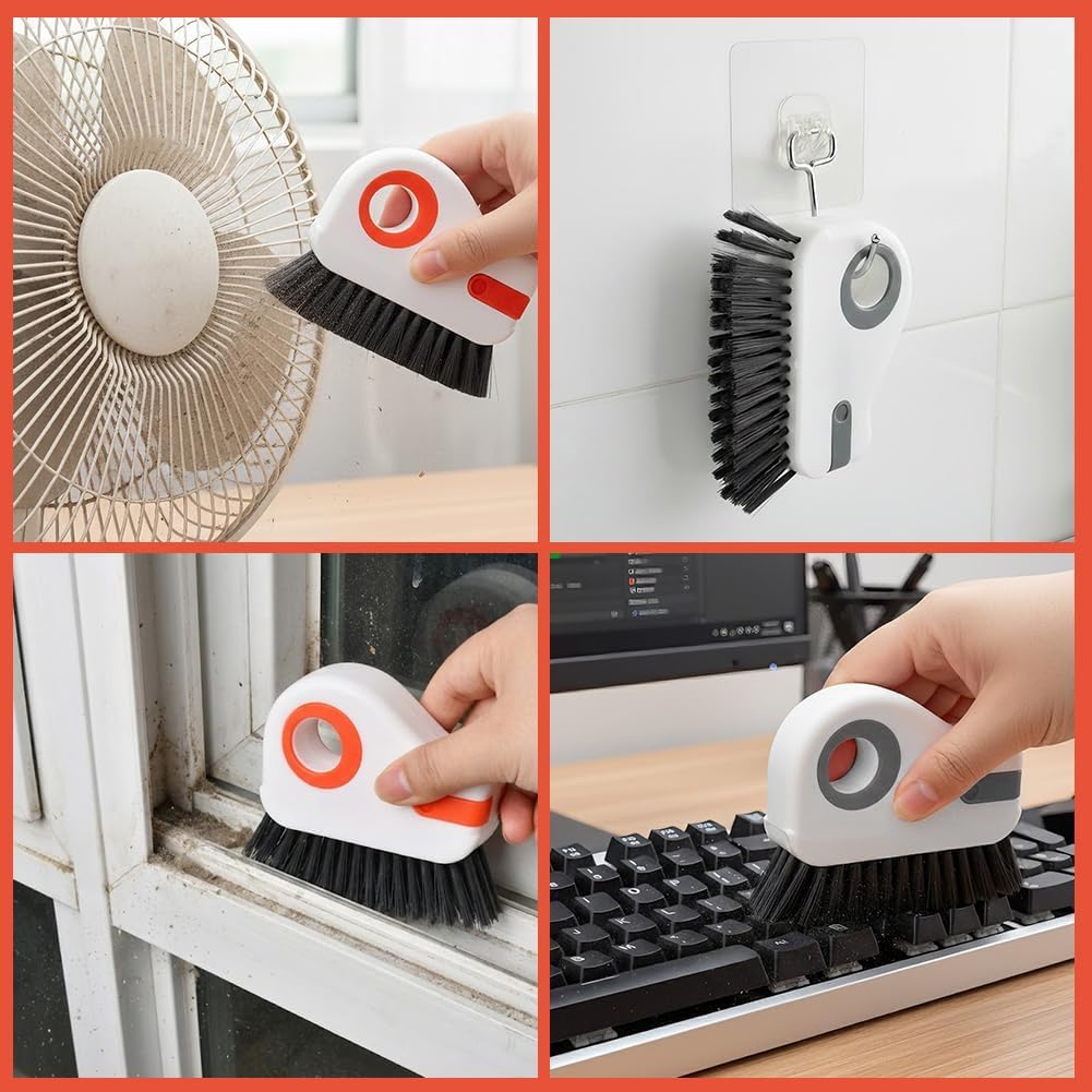 2 in 1 Groove Cleaning Brush, Window Track Cleaning Tools with Hidde n Scraper, Crevice Cleaner Tool for Sliding Door, Window Sill & Seal