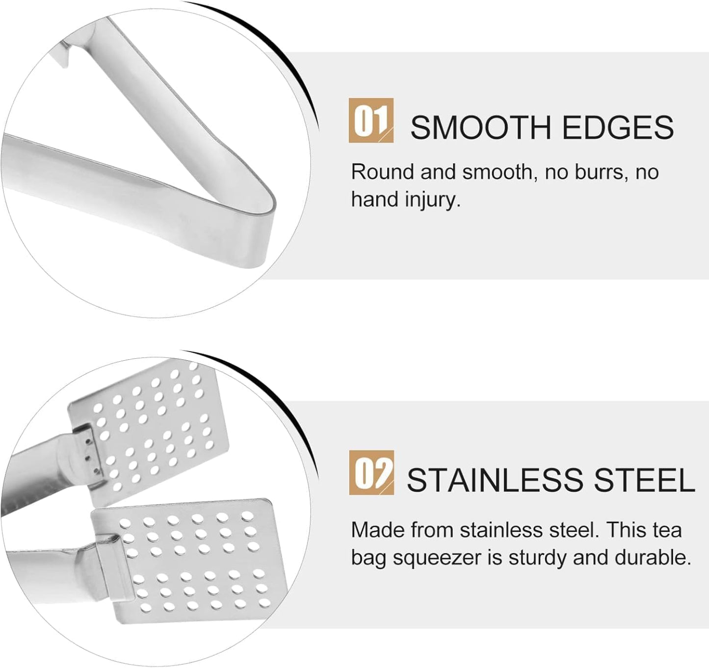 Tea Bag Squeezer Tongs, Effective Tea Tool for Easy Extraction, Stainless Steel Tea Tongs Strainer Clip Tea Filter Spoon for Gripping Loosing Leaf Tea Bags Ice Sugar Cubes (Silver, 15cm)
