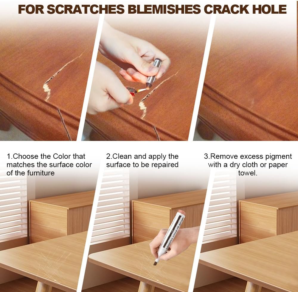 Repair Pen Wooden Furniture Floor Scratch Repair Markers and Wax Sticks Set of 21 for Stains, Scratches, Wood Floors, Tables, Desks, Carpenters, Bedposts, Touch Ups, and Cover Ups