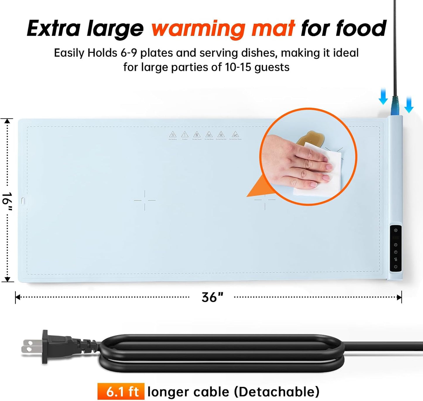 Warming Mat for Food Extra Large- 24"x16" Electric Warming Trays for Buffets Party, Food Warmers for Thanksgiving, Christmas House Warming Gift, Portable Heating Mat with 9 Temp Settings & 6H Timer