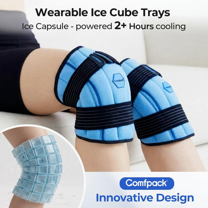 Comfpack Knee Ice Pack Wrap, 2 Hours Ice Pack for Knee Replacement Surgery | Long Lasting Coldness Ice & Compression Therapy for Arthritis Pain, ACL, Swelling, Sports Injuries (23" × 10.3")