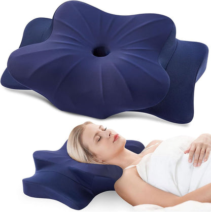 DONAMA Contour Cervical Neck Pillow for Neck Pain Relief | Queen,Ergonomic Dual-Height,Odorless Memory Foam,Side/Back/Stomach Sleepers,Cooling Hypoallergenic Cover,OEKO-TEX Certified