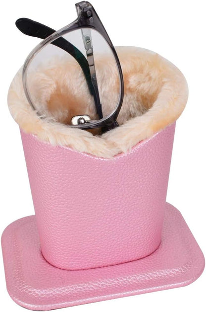 Baitaihem Pack of 2 Plush Lined Eyeglasses Holder Stand Protective Glasses Case For Desks Or Nightstands