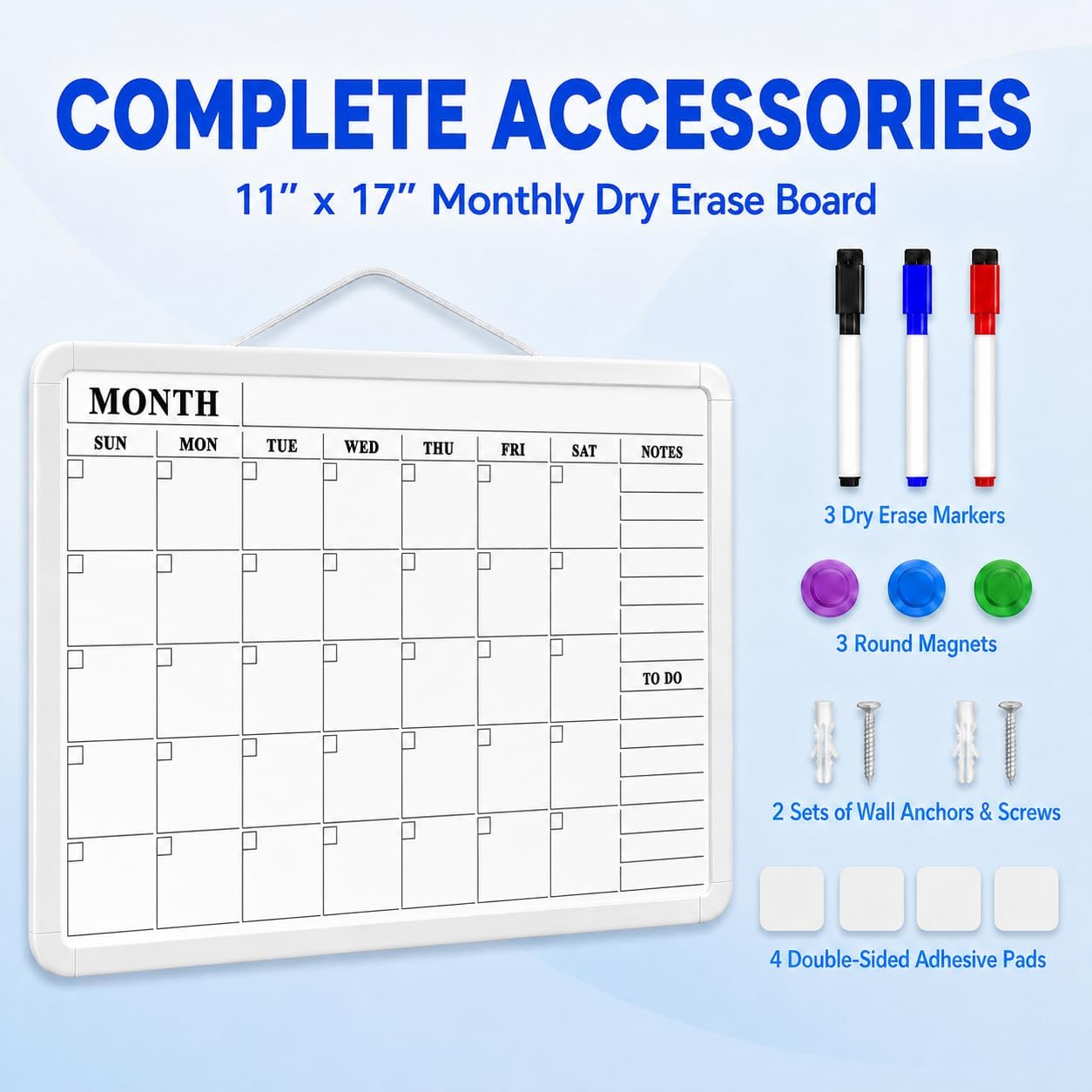 MaxGear Weekly Dry Erase Calendar Board, 11" x 17" Magnetic Whiteboard | Double-Sided Wall Planner: Weekly Calendar on One Side, Blank Whiteboard on The Other, Includes 3 Color Markers and Magnets