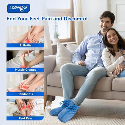 NEWGO Microwavable Slippers for Cold Feet, Heating Pad Booties for Plantar Fasciitis, Arthritis & Achilles Pain Relief - Large Size Hot Therapy Foot Warmers for Men and Women