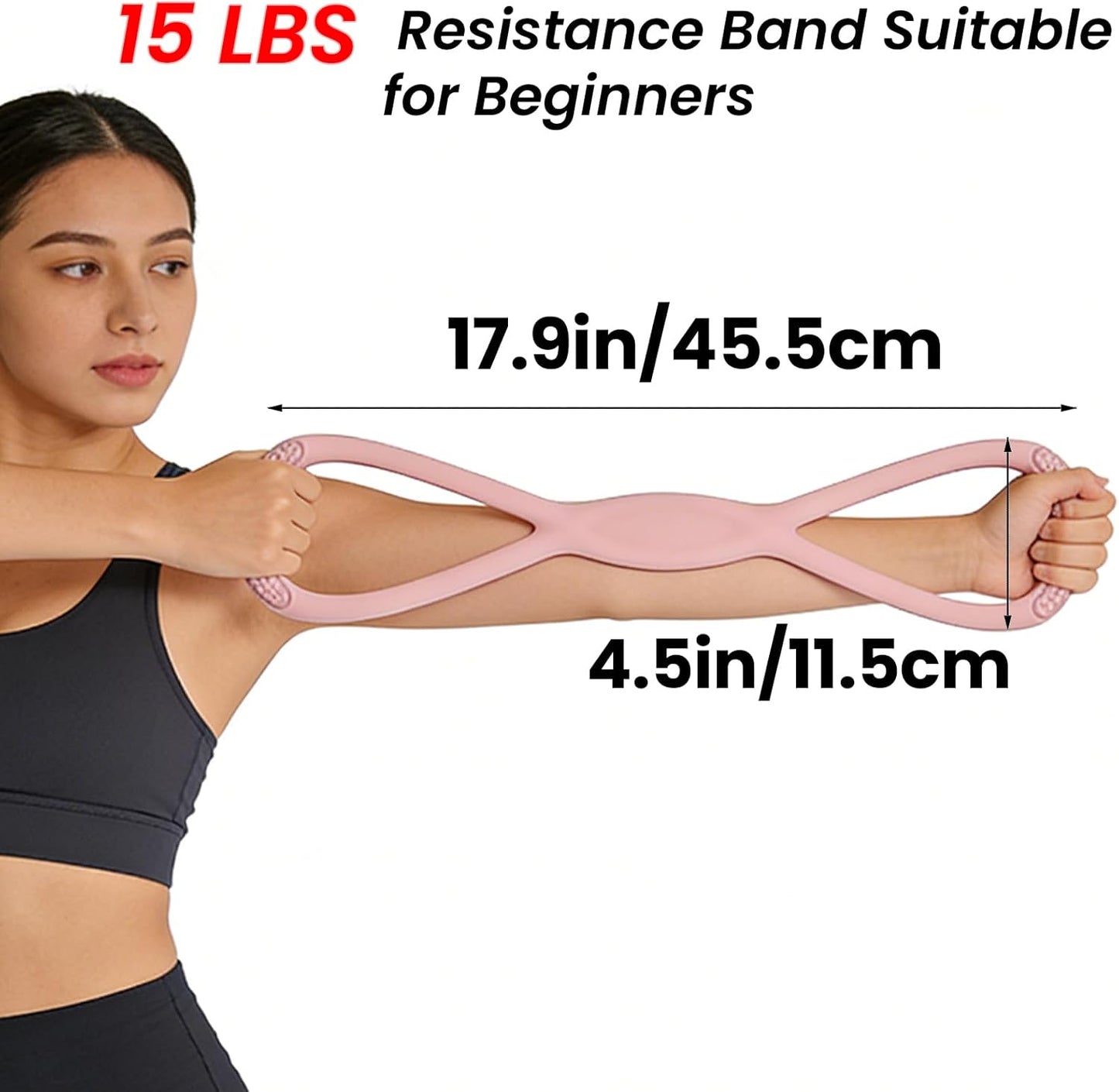Figure 8 Resistance Band, Figure 8 Resistance Bands for Women Men,Resistance Band Figure for Working Out, Non-Slip Handles, Home Gym, Yoga & Physical Therapy