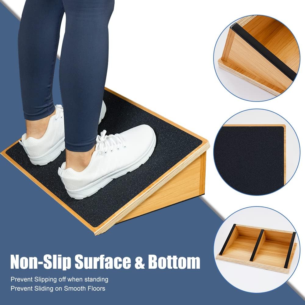 StrongTek Wooden Slant Board, Extra-Wide, Fixed 25° for Deep Squats | 19.7-Inch Platform, 1000 lb Capacity, Non-Slip Surface, Stable Foot Positioning, Knee Mobility and Lower-Body Training