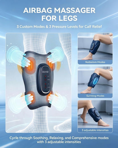 Cordless Calf Massager for Circulation Red Light Therapy for Leg with 3-Level Heating, Vibration and Airbag for Pain Relief Adjustable Temperature