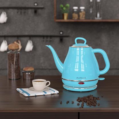 Anfilank Electric Gooseneck Kettle, 1L 1500WFast Boil, 100% Stainless Steel BPA Free Pour-Over Coffee & Tea Kettle,Water Boiler with Auto Shut & Boil-Dry Protectio,Green
