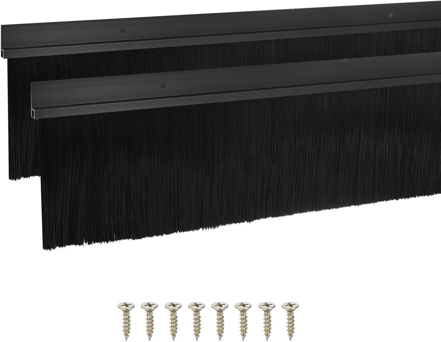 M METERXITY 2Pack Door Sweep - 39" Door Bottom Brush Heavy Duty Seal Draft Stopper Aluminum Base with 20mm Brush, Adhesive/Screw Installation for Interior/Exterior/Garage/Sliding Doors, Black