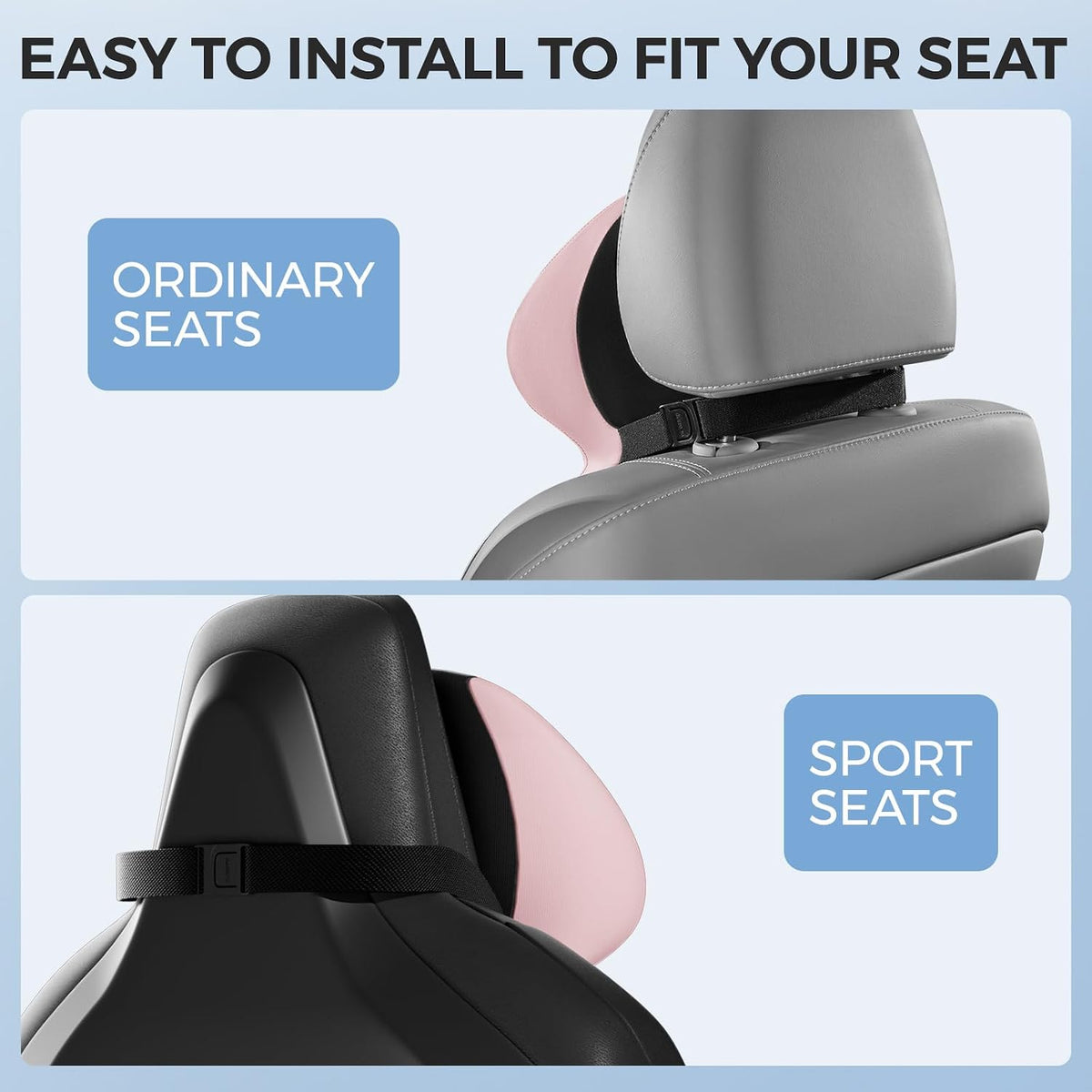 BEBAS Car Headrest Pillow, Ergonomic Neck Pillow with Memory Foam, Black