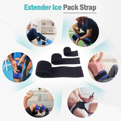 Hilph Ice Pack Strap, Stretchable, 3 Sizes Belt Extender Secure Straps | Elastic Hook and Loop Extension Straps, Add Length to Most Ice Packs, Secure Ice Pack, Multiple Use for Knee, Back, Shoulder