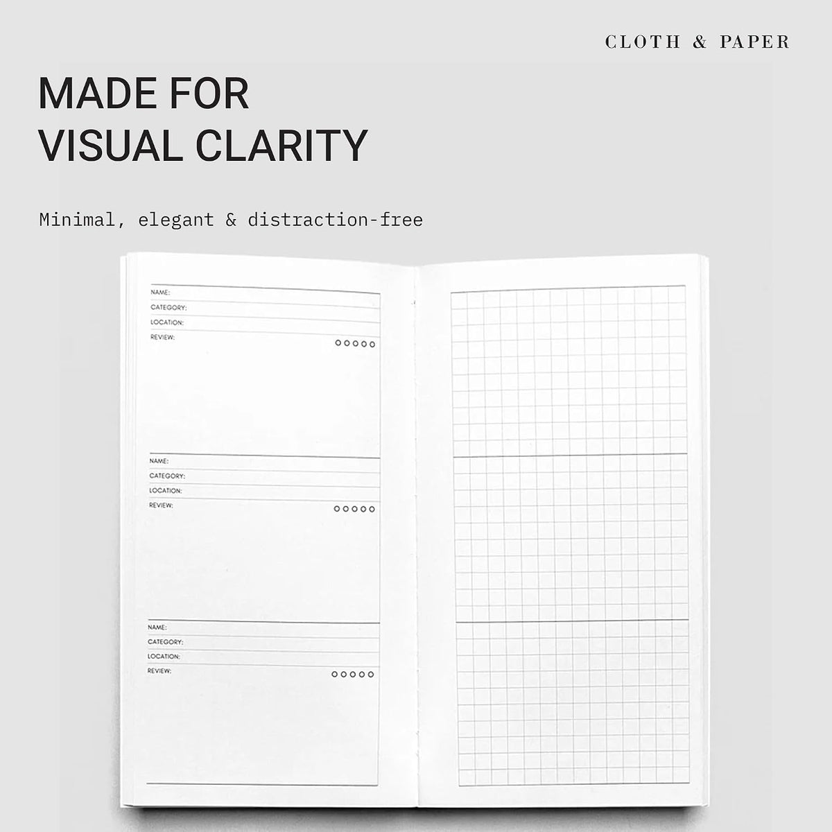 Cloth & Paper Travel Notebook | Daily Wellness Planner – Smoked Salt | Pocket Plus Wellness Planner 3.2" x 6" | Habit Tracker & Self Care Journal for Goals, Gratitude & Reflection – Soft Touch Cover