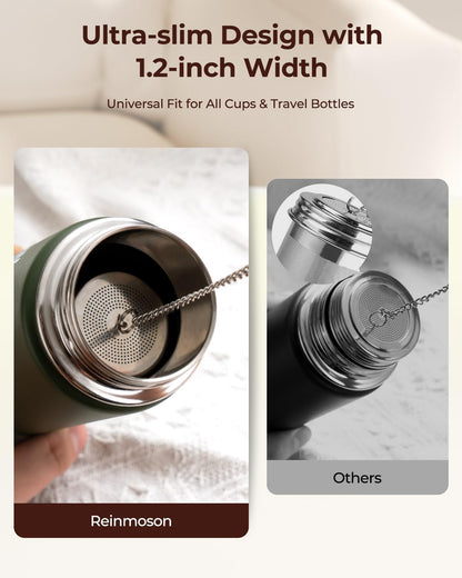 Mini Tea Strainer for Loose Tea Fine Mesh Tea Infuser 1.2”x2.2” | 304 Stainless Steel Tea Ball for Loose Leaf Tea, Updated Slim Threaded Lid, Tea Steeper for Cup, Mug, Teapot, Kettle, Bottle
