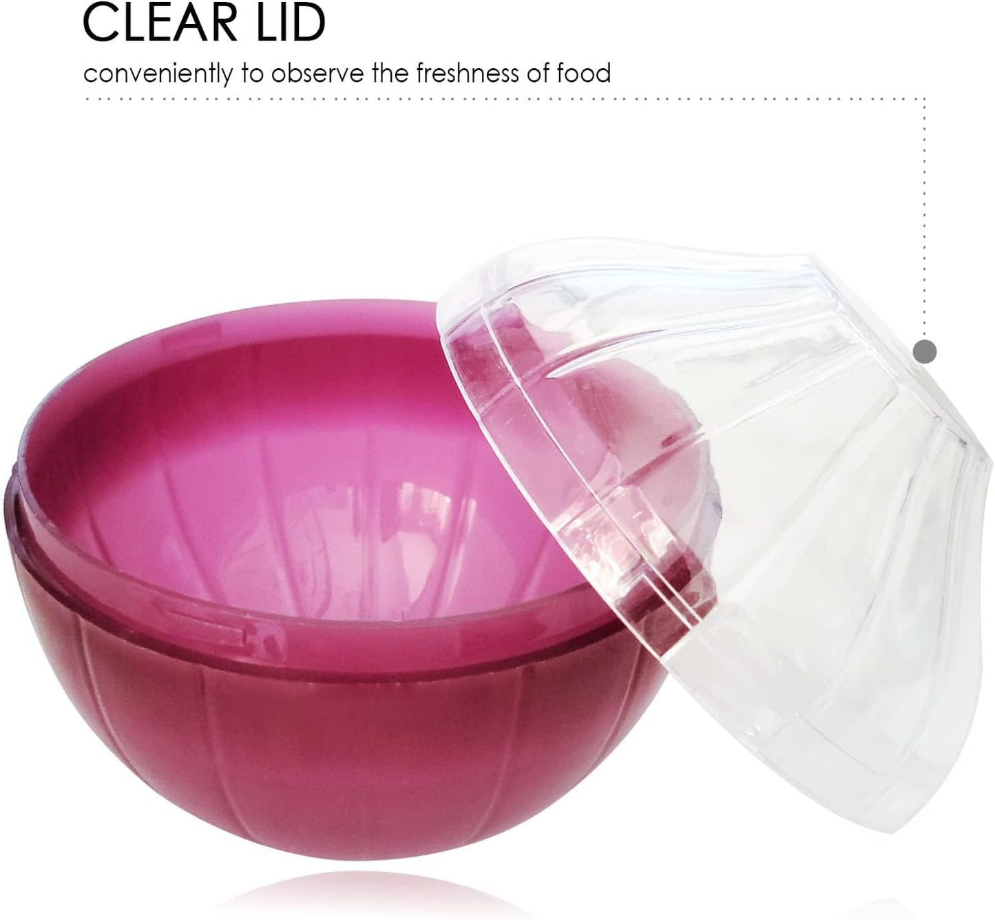 Onion Tomato Keeper for Refrigerator, Reusable, Dishwasher-safe | 2 Pack Food-shape Storage Saver Container for Leftover Vegetables, Clear Lid Easy Clean