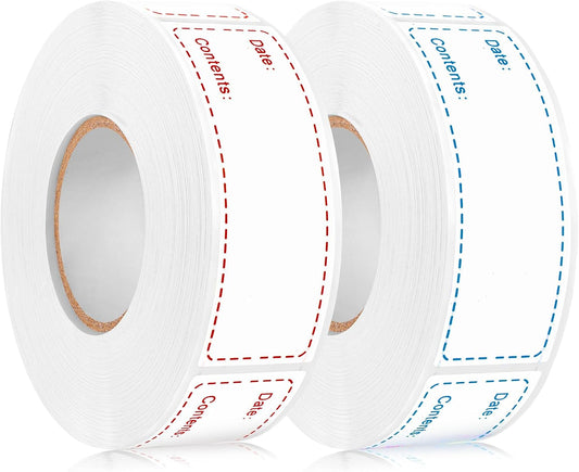 1000 Freezer Labels, 1 x 3 Inch Removable Food Date Stickers, 2 Colors | Water- And Oil-Resistant, Easy-Clean Adhesive, No Residue, Writes Clearly, For Containers, Kitchen, Restaurant, Pantry