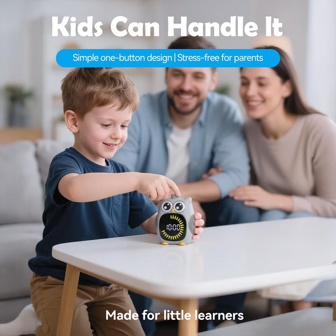 Grey Big-Eyed Owl Visual Timer for Kids,Classroom Timer | Time Out Timer,Up to 99Minutes Small Visual Timer,For Yoga ,For Kitchen，For Home