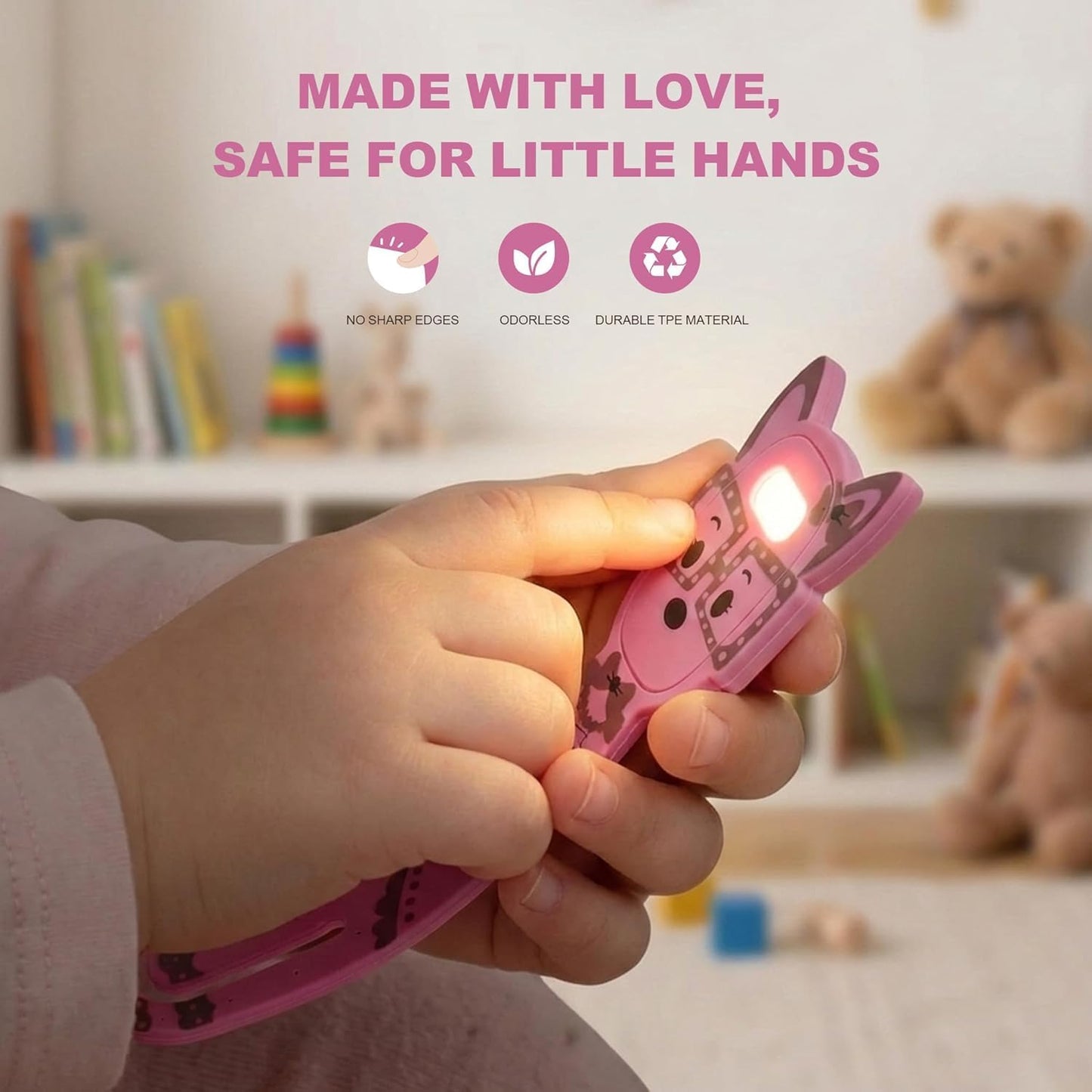 Rechargeable Kids Book Light, Cute Bookmark Reading Light for Kids, Dimmable Portable LED Book Light for Reading in Bed, Eye-Caring Bedtime Reading Lamp for Children & Travel, Brown