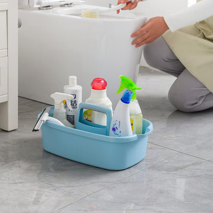 Cleaning Caddy Organizer with Handle, Gray Plastic Bucket for Cleaning Supplies Products, Cleaning Tool Storage Tote, 2 Pack