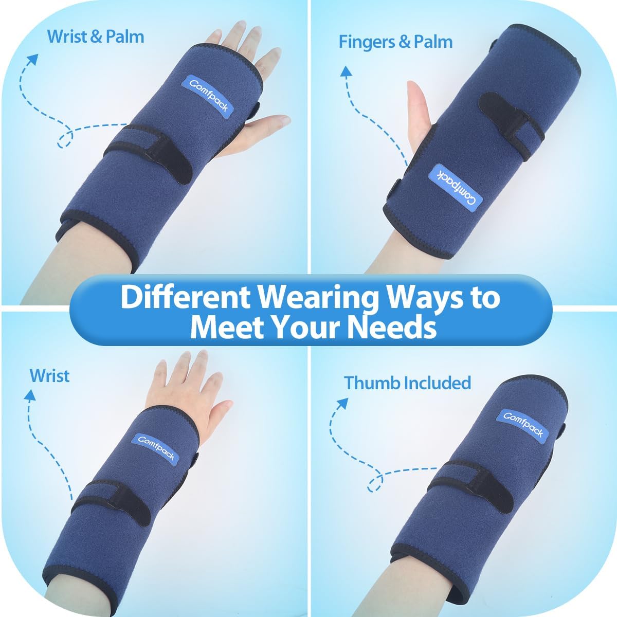 Wrist Ice Pack Wrap for Carpal Tunnel Relief with 2 Gel Ice Packs | Reusable Wrist Brace Compression Sleeve for Injuries, Tendinitis, Swelling, Surgery Recovery, Detachable Gel Inserts, Gifts