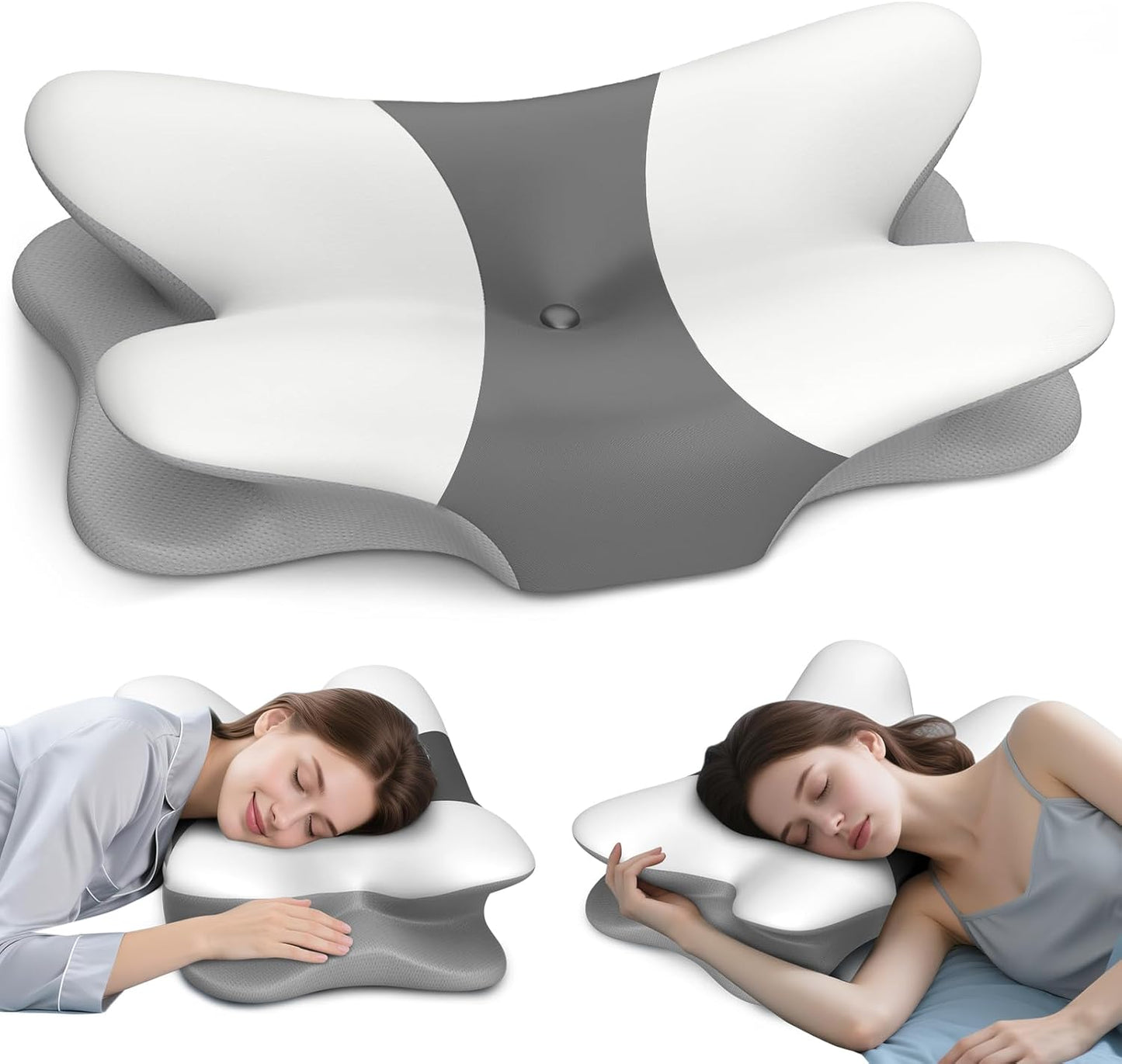 Cervical Neck Pillow for Pain Relief - Ergonomic Pillow for Neck Support, Contour Memory Foam Pillows for Sleeping, Orthopedic Bed Pillow for Side Back Stomach Sleepers(Blue)