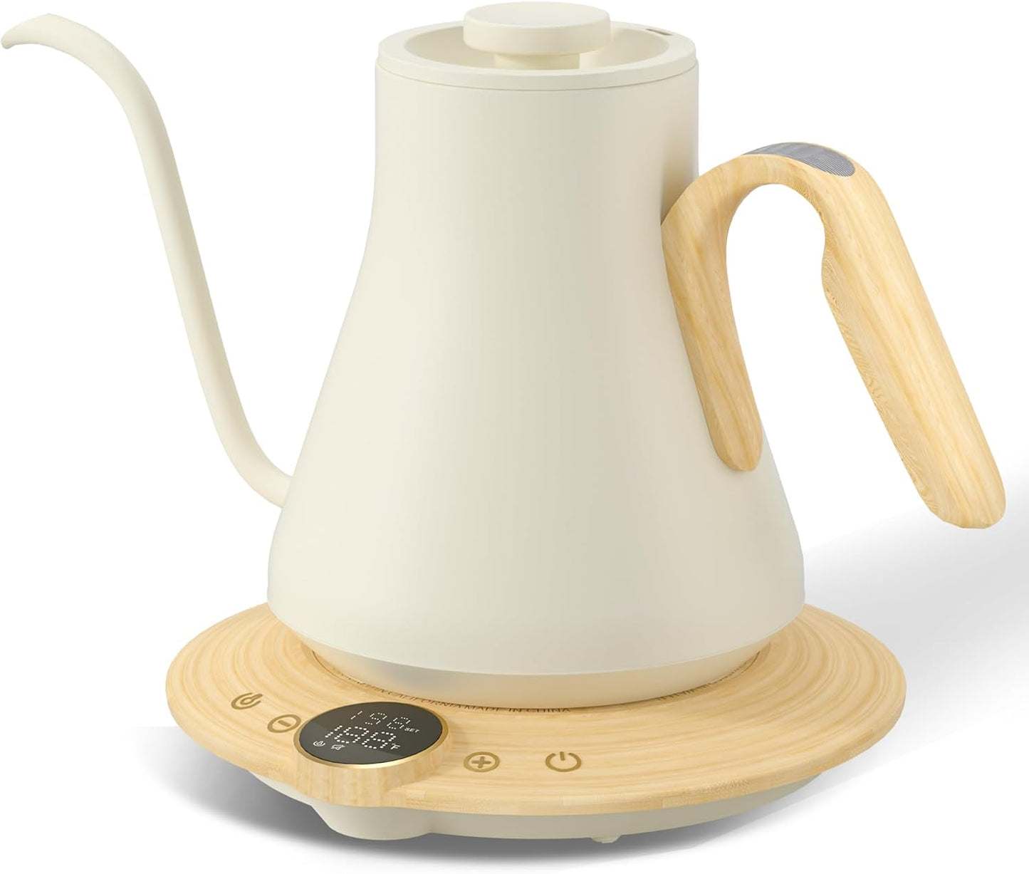 Cocinare Gooseneck Electric Kettle, ±1°F Precise Temperature Control, 1500W Fast Heating, Pour Over Coffee & Tea Kettle with Brew Timer & Keep Warm, Stainless Steel, 0.9L (Matte Black)
