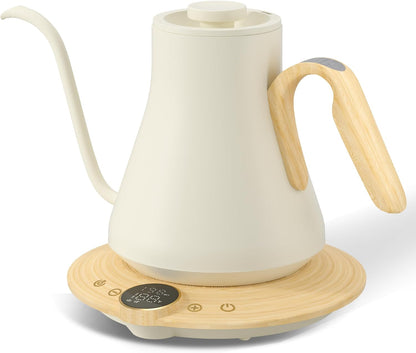 Cocinare Gooseneck Electric Kettle, ±1°F Precise Temperature Control, 1500W Fast Heating, Pour Over Coffee & Tea Kettle with Brew Timer & Keep Warm, Stainless Steel, 0.9L (Matte Black)