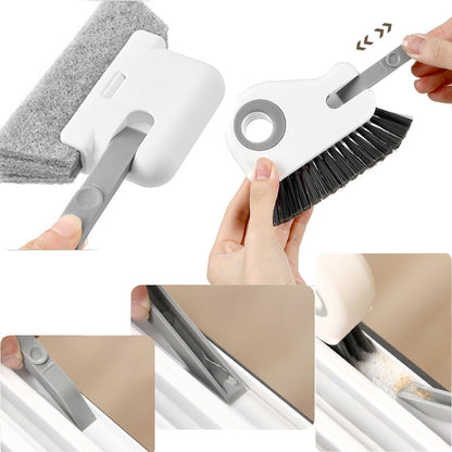 3pcs Gray Door and Window Track Cleaning Brush Set with Concealed Scraper