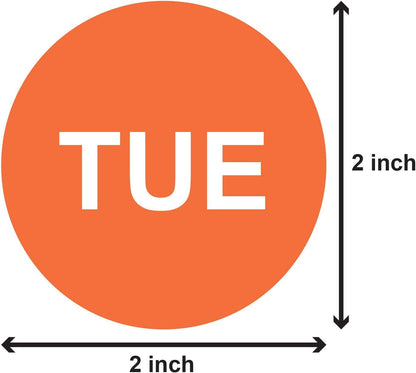 Monday to Sunday, Days of The Week Stickers (2 inch, Green - 2100 Labels) Circle Dot Monday to Sunday Labels or Food, Restaurant & Inventory Management - Easy to Peel Off