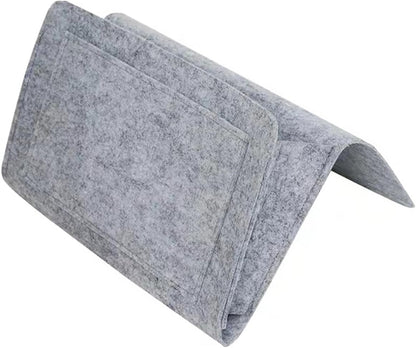 Bringsine 5 Pockets Bedside Caddy, Felt Bed Storage Organizer Hanging Bag Holder for Magazine Book Phone Tablet iPad Cables Remote and Glasses Holder Home Dorm Bed Sofa-Black